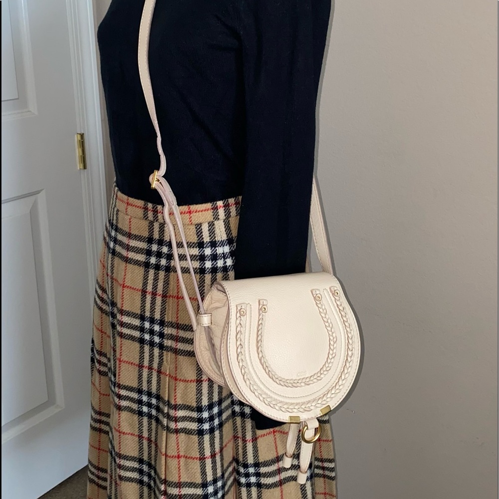 Chloe Cream Leather Marcie Mini Saddle Bag